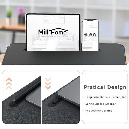 Lap Desk, Lap Desk with Cushion, Fits up to 17 inch Laptop, Pillow Designed, Portable Laptop Stand with Tray, Pad & Phone Holder, Home Office for Bed/Couch/Car/Reading/Writing,MillHome (Black) 7