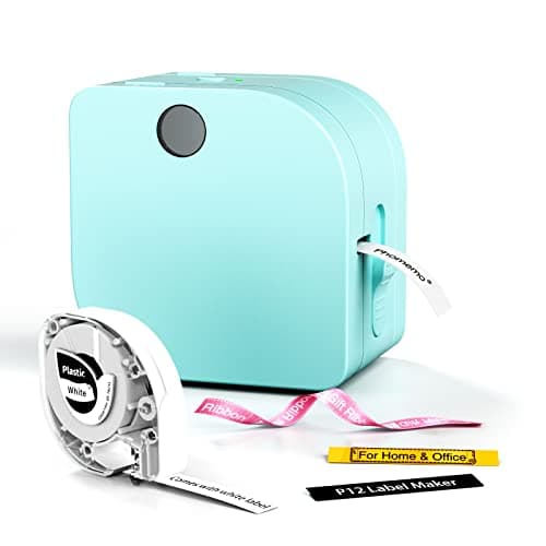 Phomemo Label Maker Machine with Tape, P12 Bluetooth Small Label Maker with Multiple Templates Thermal Transfer Ribbon Printer Machine for Home, School, Gift Wrapping, Office, Green