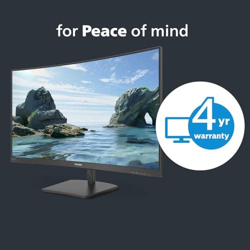 Philips 241E1SCA Curved 24 inch Full HD (1920 x 1080) Monitor, 1500R, HDMI x1, VGA x1, AMD FreeSync, Built-in Speakers, LowBlue Mode, VESA Compatible, 4 Year Advance Replacement Warranty 6