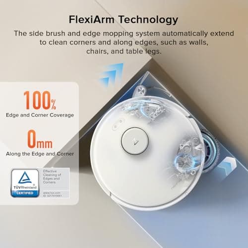 roborock Qrevo Curv S5X Robot Vacuum and Mop, 18500Pa Suction, Zero-Tangling Design, FlexiArm Side Brush, Reactive Tech Obstacle Avoidance, 10 Weeks Self-Emptying, Auto Washing for Hard Floor, Corner 5