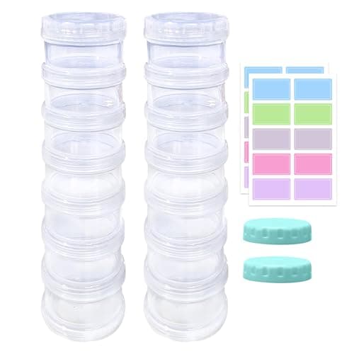 2 Pack 7 Day Pill Organizer Case Stackable Weekly Supplements Vitamins Pills Holder Dispenser Large Translucent Clear with Extra Lid