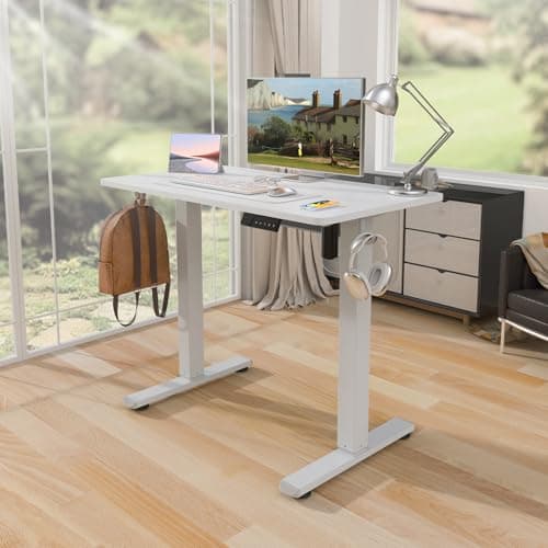 Kingant Standing Desk Height Adjustable Small Electric Stand Up Desks [35 x 20 Inch] - Ergonomic Sit Stand Desk Rising Desks for Home Office Computer Desk Stand Desk Workstation with Cable Management 6