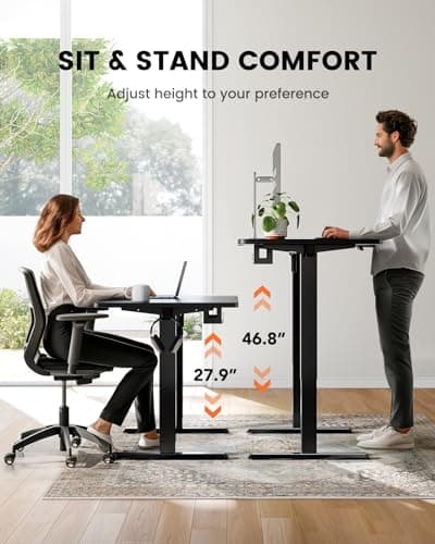 ErGear Whole Piece Standing Desk, Adjustable Stand Up Desk with Cable Management Tray, Electric Computer Workstation for Home Office, 48x24 inch, Black, EGESD64B 8
