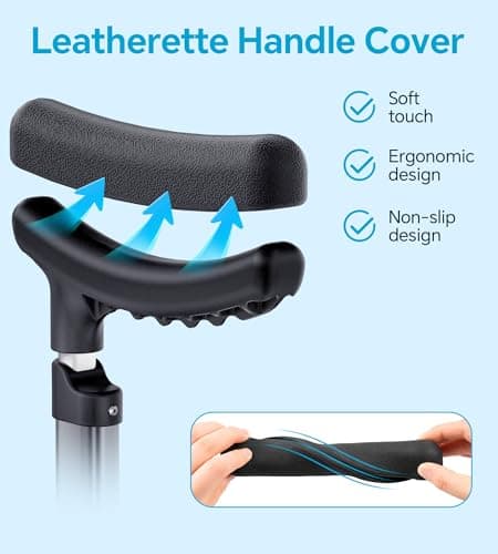 HOMLAND Adjustable Aluminum Walking Cane & Underarm Crutches with Pads and Handgrips, for Adults 150-190cm Tall 8