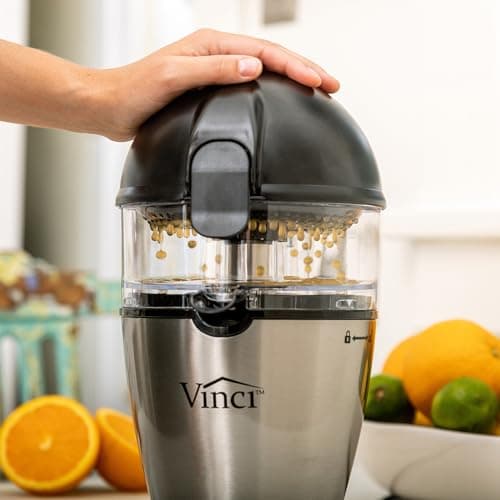 Vinci Hands Free Electric Citrus Juicer, 1-Button Juicer Machine, Orange Lime Grapefruit Lemon Squeezer, Easy to Clean Orange Juicer Squeezer, Black/Stainless Steel 8