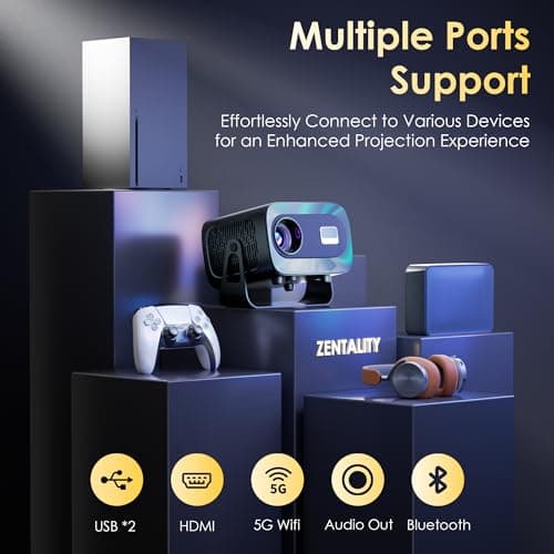 ZENTALITY Projector with WiFi and Bluetooth, Electric Focus & Vertical Keystone, 1080P HD 4K Support, Smart Projector with Built-in Streaming Apps, Portable Projector for Outdoor & Home Movie 7