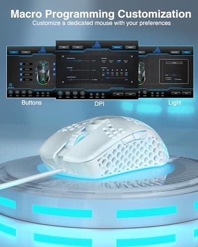 SOLAKAKA SM900 Gaming Mouse Wired with RGB,Adjustable 12800 DPI Wired Gaming Mouse with Side Buttons,Computer Mouse for Laptop/PC,White 5