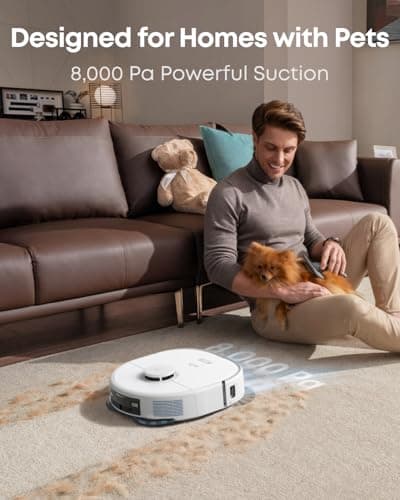 eufy X10 Pro Omni Robot Vacuum and Mop Combo, Incredible Suction, Dual Mops with 12 mm Auto-Lift and Carpet Detection, AI Obstacle Avoidance, Auto Mop Washing&Drying, Self-Emptying, White 5