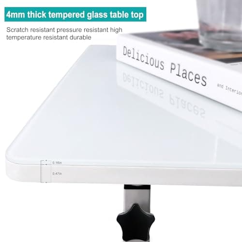 KOUPA Adjustable Height Standing Desk, Writable Tempered Glass Desktop with Eraser, 360° Flip, Wheels and Bag– Ideal for Small Spaces and Home Offices, 24 in, White(Adjustable Height: 32-47 in) 8
