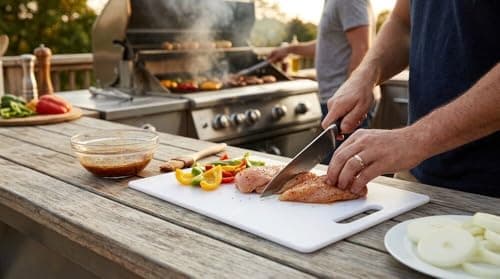 Farberware Large Cutting Board, Dishwasher- Safe Plastic Chopping Board for Kitchen with Easy Grip Handle, 11-inch by 14-inch, White 9