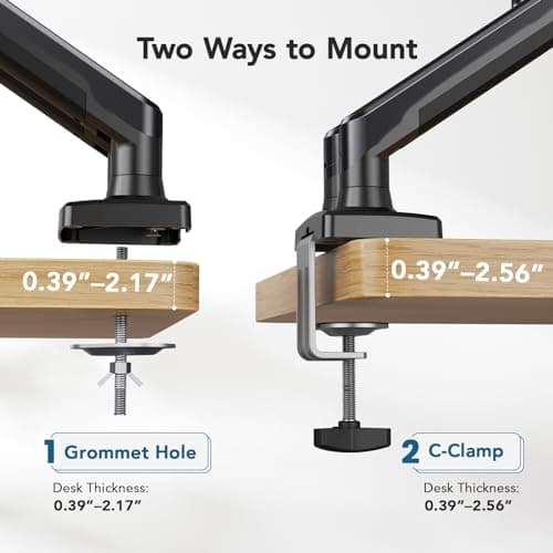 HUANUO Dual Monitor Mount for 2 Monitors up to 32 inches, Each Arm Holds Max 22lbs, Dual Monitor Stand with Advanced System, Height-Adjustable/Tilt/Swivel/Rotate, VESA Standard 75mm or 100mm 7