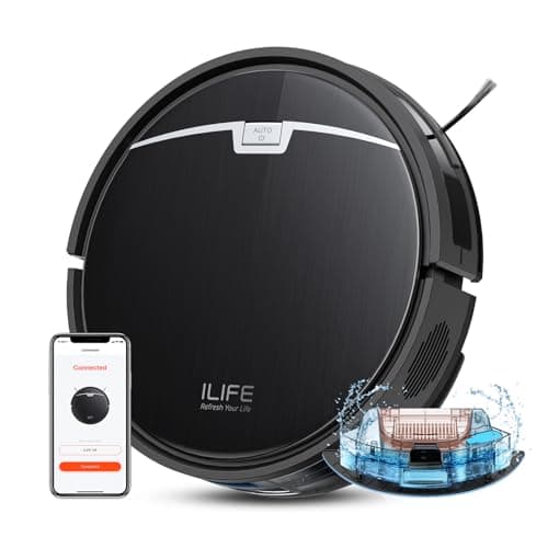 ILIFE Robot Vacuum and Mop, 3000Pa Strong Suction Robot Vacuum Cleaner, Gyro Navigation, App Control, No Tangle, Compatible with 2.4GHz WiFi, Alexa, Ideal for Hard Floor, Pet Hair, V9