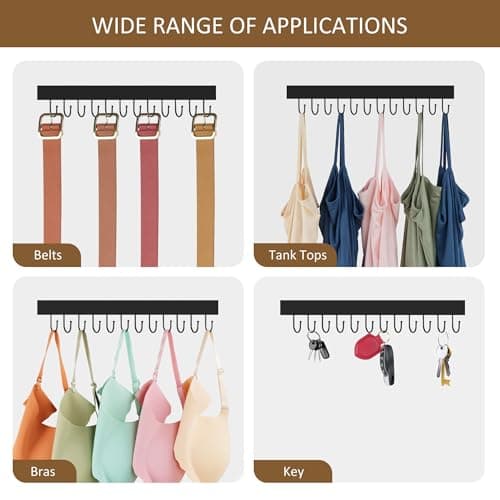 ZEDODIER 2 Pack Necklace Organizer Wall Mount, Wooden Jewelry Hanger Necklace Holder with 24 Hooks,Hanging Jewelry Organizer, Black 6