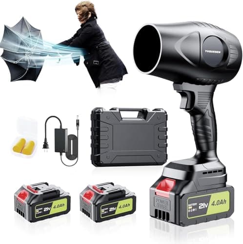 Cordless Leaf Blower - 21V Electric Handheld Leaf Blower with 2×4.0Ah Batteries & Fast Charger - Lightweight for Patio, Lawn, Yard, Deck Cleaning - Carbon Black