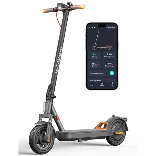 MEGAWHEELS Electric Scooter,Electric Scooter Adults with Suspension,10in Pneumatic Tires,350W Motor,19 Miles Long Range,15.5 Mph,E Scooter with Smart APP Control for Commuting, Outdoor, Short Travel