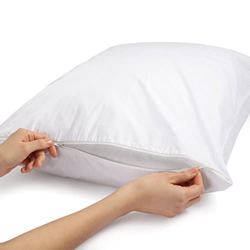 Amazon Basics Standard Breathable 100% Cotton Hypoallergenic Pillow Protector with Zipper, Machine Washable, White, 27 x 21 Inches, Pillows Not Included 5
