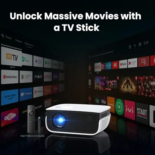 Mini Projector, NICPOW Upgrade Portable Outdoor Movie Projector, 1080P and 200" Supported Small Projector Compatible with TV Stick, Phone, PS5, HDMI, USB for Home, Bedroom, Gaming, Outdoor Use 6
