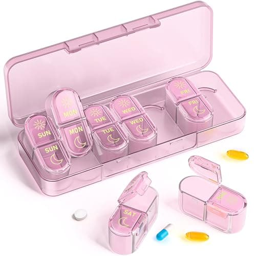 Pillex Pill Organizer 2 Times a Day, AM PM Pill Organizer 7 Day, Weekly Pill Box 2 Twice a Day, Travel Pill Case 7 Days, Medicine Organizer for Medication, Vitamins, Fish Oils, Supplements