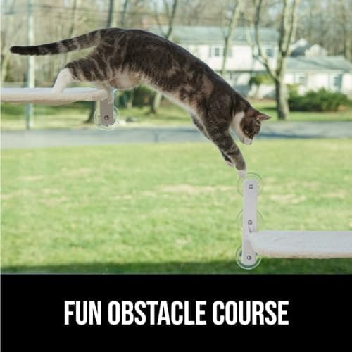 GORILLA GRIP Cat Window Perch, Foldable Cat Window Hammock Bed with 6 Large Suction Cups, Cordless Indoor Wall Shelves, Strong Metal Frame Holds 30lbs, Reversible Washable Sherpa Cover, Medium Beige 8