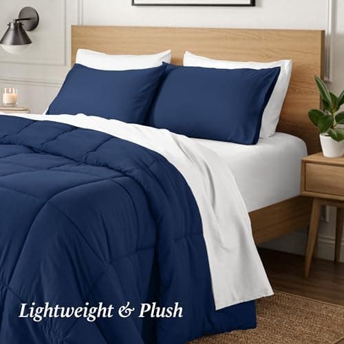 Ivy Union Comforter - Ultra-Soft 1800 Microfiber - Easy Care - All Season Warmth - Bedding Comforter (King/Cal King, Dark Blue) 5