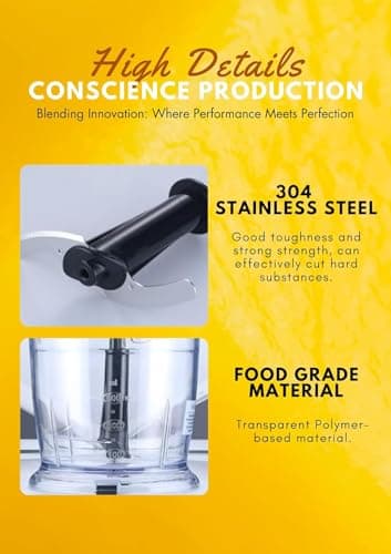 MegaWise Pro Titanium Reinforced 5 in1 Immersion Hand Blender, Powerful with 80% Sharper Blades, 12 Speed Corded Blender, Including 500ml Chopper, 600ml Beaker, Whisk and Milk Frother 8