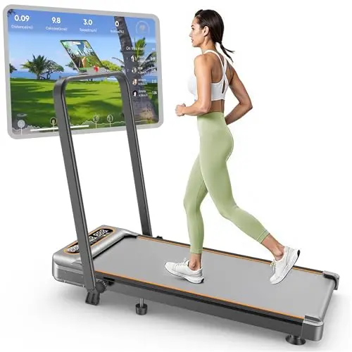 Foldable Treadmill with 10% Incline, 3.5HP Low Noise Walking Pad Treadmill with Handle Bar, Rayspace 4 in 1 Portable Under Desk Treadmills for Home/Office, 350 Lbs Capacity, APP & Remote Control