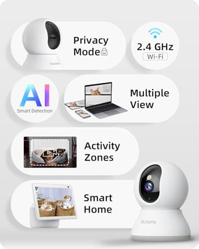 Security Camera 2K, blurams Baby Monitor Dog Camera 360-degree for Home Security w/Smart Motion Tracking, Phone App, IR Night Vision, Siren, Works with Alexa & Google Assistant & IFTTT, 2-Way Audio 8