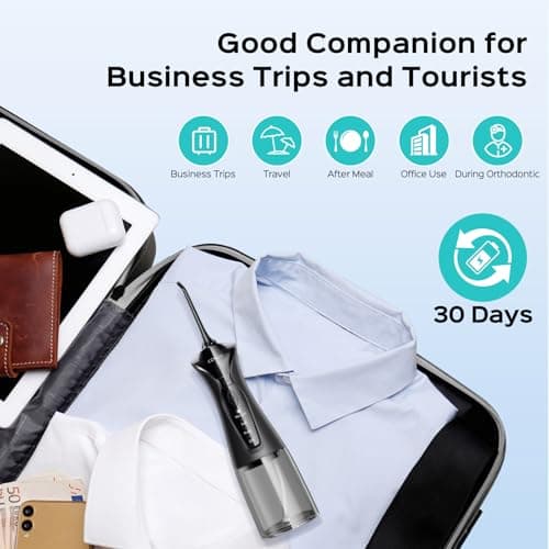 COSLUS Water Dental Flosser Pick for Teeth C30(FC5360): 4 Modes Cordless Portable 300ML Larger Tank Water Teeth Cleaner IPX7 Waterproof Flossing Cleaning Picks for Home Travel Black 8