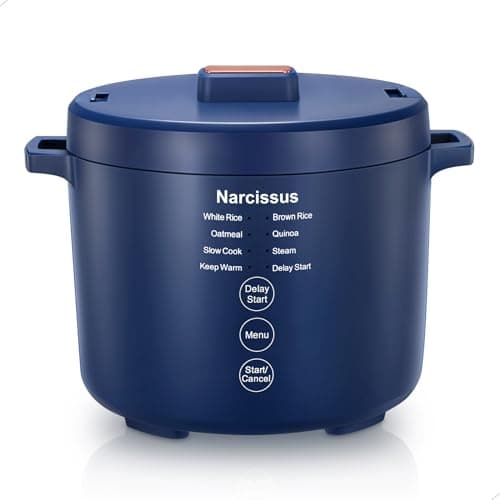 Narcissus 3.5-Cup Rice Cooker for 1-3 People, Multifunctional for Rice, Oatmeal, Quinoa - Slow Cook, Steam, Cook & Steam Together, Blue