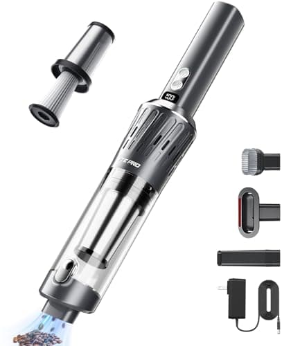 YTE PRO Handheld Vacuum Cordless 25000Pa Car Vacuum 3-in-1 Handheld Vacuum, Includes Smart Display and Charging Base Hand Vac Cordless Rechargeable One-Touch Empty for Home/Pet/Car (Silver)