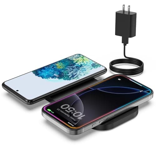 TAMOXI Wireless Charger, 10W Max Dual Charging Pad for iPhone 17/16/15/14/13/12/11/XR/X/8, Airpods 4/3/2/Pro, Samsung Galaxy S25/S24/S23/S22/S21, QC 24W Adapter, Charging Adapter