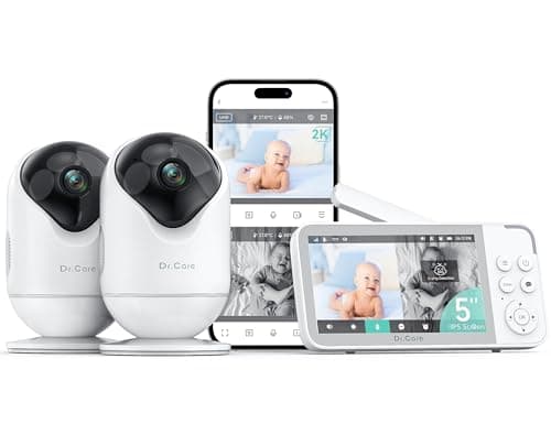 Dr.Care VistaView Smart WiFi Baby Monitor with 2 Cameras- 5” 1080P Split Screen