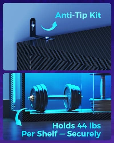 AODK Display Case with RGB Lights, 4-Tier Display Cabinet with Glass Doors and Storage Shelves, Glass Display Cabinet Shelf for Collectibles, Black Curio Cabinet for Game Room 7