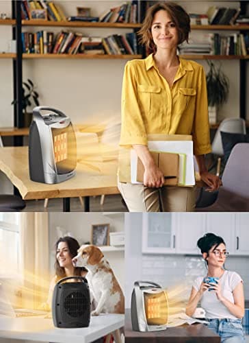 GiveBest Portable Electric Space Heater with Thermostat, 1500W/750W Safe and Quiet Ceramic Heater Fan, Heat Up 200 Square Feet for Office Room Desk Indoor Use, Silver 8