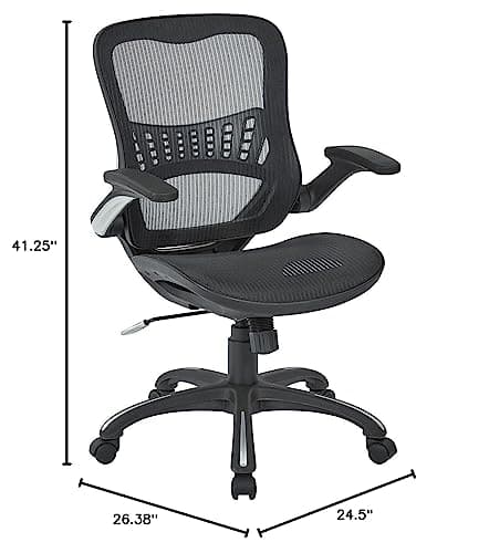 Office Star Ventilated Manager's Office Desk Chair with Breathable Mesh Seat and Back, Black Base, Black 7