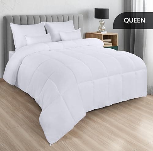 Utopia Bedding Comforters Queen Size, All Season Duvet Insert, Down Alternative Box Stitched Bed Comforter with Corner Tabs, Machine Washable (White) 3