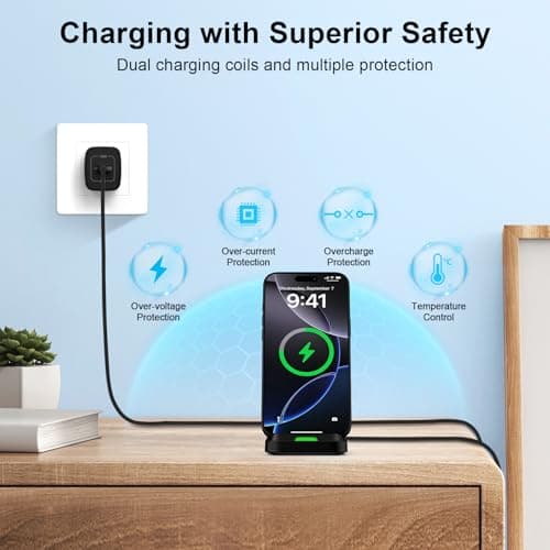 Wireless Charger for Moto Edge 2025 Moto Razr 2025,Moto G Stylus/Power 5G 2025,15W Fast Wireless Charging Station for iPhone 17 16 15,Samsung Galaxy S25 Edge S24 Ultra S23 S22,Google Pixel 10 Pro XL 9 5