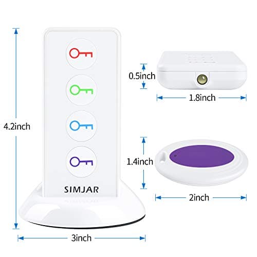 Key Finder with Extra 4 Long Chains, Simjar Wireless Remote Control RF Key Finder Locator for Keys Wallet Phone Glasses Luggage Pet Tracker, White 6