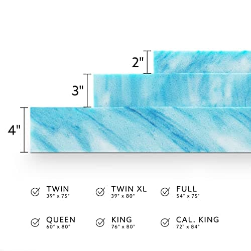 BioPEDIC 4-Inch Twin Size Mattress Topper, iCOOL Tech and Gel Swirl Medium Plush Memory Foam Mattress Topper, CertiPUR-US Certified, White, Twin Size (75" L x 39" W x 4" H) 7