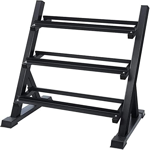 AKYEN 3 Tier Dumbbell Rack Stand Only for Home Gym, Heavy-Duty Weight Rack for Dumbbells (1100 Pounds Weight Capacity, 2022 Version)