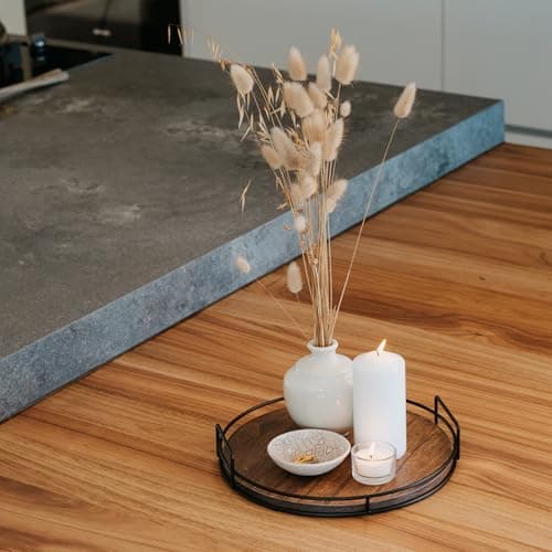 Decorative Wooden Tray - Beautiful Coffee Table Tray That Enhances Any Kitchen Or Living Room - The Perfect 11" Round Centerpiece for Your Seasonal Home Decorations 6