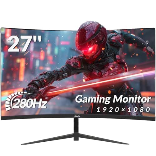 ZZA 27 Inch 280Hz Gaming Monitor,FHD Curved Monitor,240Hz Curved Monitor,1ms Computer Monitor,Eye-Care Display with HDMI,DP,FreeSync,Wall Mountable for Office and Home