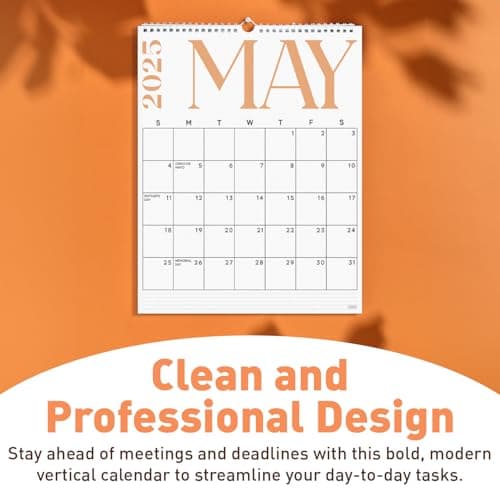 S&O Modern Vertical Wall Calendar from January 2025-June 2026 - Tear-Off Monthly Calendar - 18 Month Academic Wall Planner - Hanging Organizer to Track Anniversaries & Appointments - 13.5"x10.5”in 5
