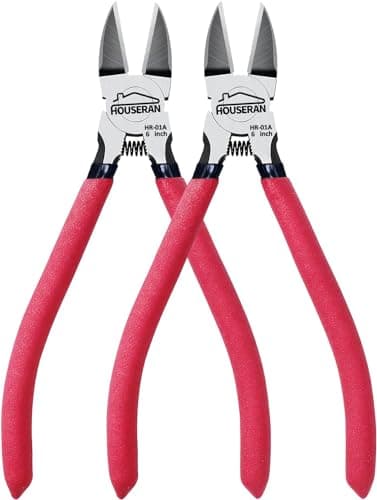 Wire Cutters 2 PACK, 6 inch Wire Cutter Set, HOUSERAN Side Cutters Flush Cut Pliers, Spring Loaded Cutting Pliers with Non-slip Red Handle, Wire Cutters Heavy Duty for Jewelry Making, Crafts, Zip Tie