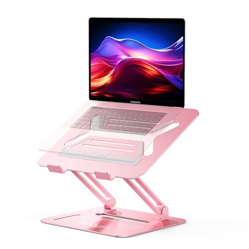 Urmust Adjustable Laptop Stand for Desk Aluminum Computer Stand for Laptop Riser Holder Notebook Stand Compatible with MacBook Air Pro Ultrabook All Laptops 11-17 inch (Rose Gold)