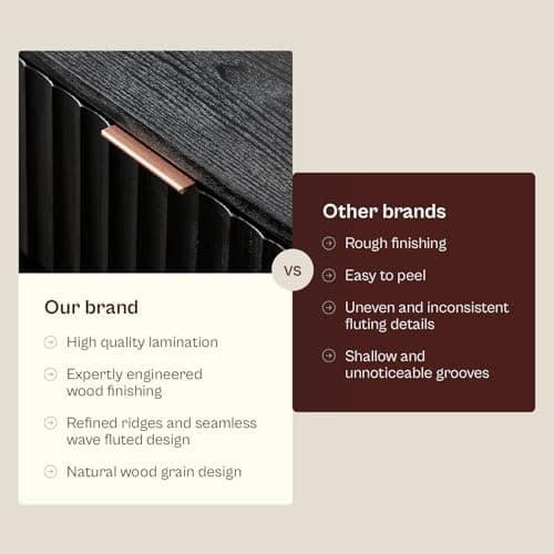 mopio Brooklyn Fluted Nightstand, Modern Farmhouse Nightstand, Small Side, Wood Bedside Table with Drawer, End Table with Storage, Fluted Night Stand, Curved Profile (Black Oak, Single) 6