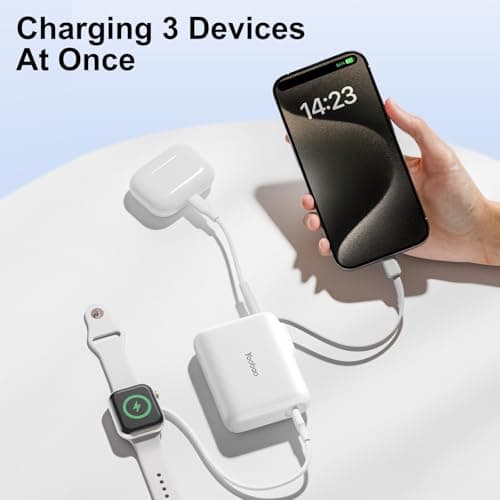 Yoobao Portable Charger with Built in Cable USB C, 10000mAh Power Bank Fast Charging, LED Display Cell Phone Travel Essentials, Battery Pack for iPhone/15/16 for Android 4