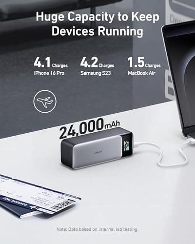 Anker 737 Power Bank, 140W Max 3-Port Laptop Portable Charger, 24,000mAh, Smart Display, Compatible with iPhone 16 / 15 / 14 Series, Vision Pro, Samsung, MacBook, and More 5
