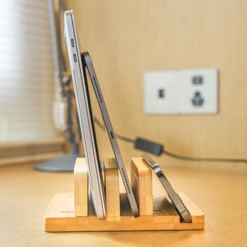 ROCDEER Vertical Laptop Stand for Desk, Double Stand Holder with Adjustable Dock 0.98" to 1.77", Fits All MacBook/Surface/Samsung/HP/Dell/Chrome Book, Natural Bamboo 6