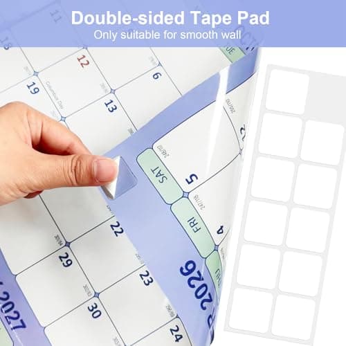 32" x 48" Academic Wall Calendar 2026-2027, JUL 2026 - JUN 2027 Folded Wet & Dry Erase, Large Wall Calendar 12 Month, Vertical/Horizontal Reversible, School Yearly Wall Planner with Julian Dates 5